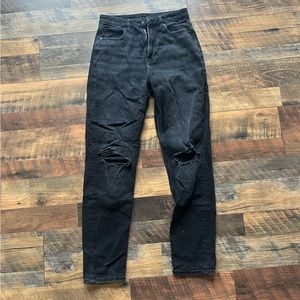 American Eagle Black Ripped Mom Jeans